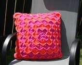 Crochet Decorative Catherine's Wheel Throw Pillow Cover in Pink and Orange