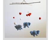 Hand Needle Felted Baby Mobile -  elephant love