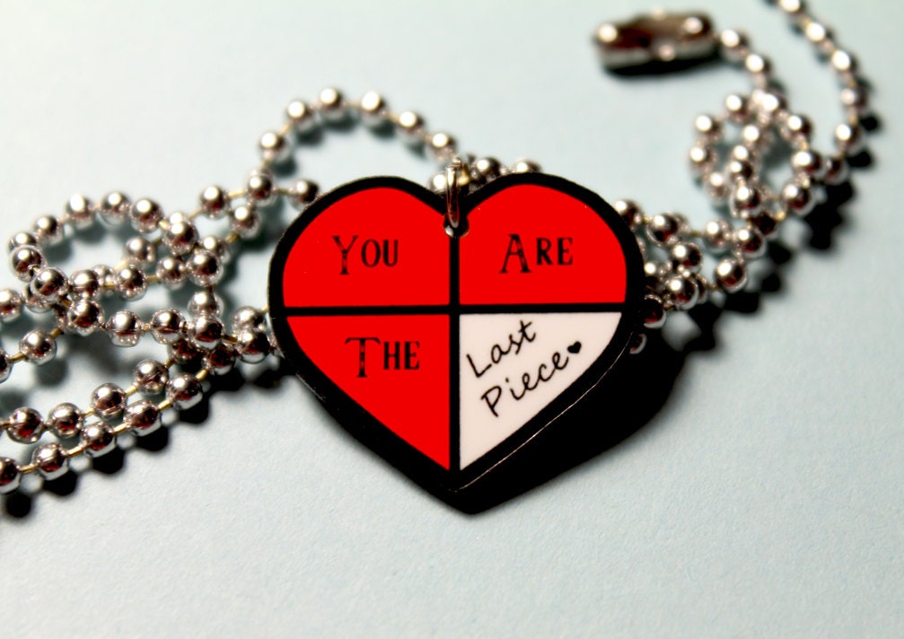 Legend of Zelda Style Heart Pieces "You Are the Last Piece" Video Game Love Charm Necklace