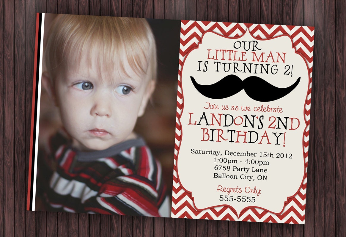 Printable Birthday Party Invitation - Mustache Bash Theme (Digital File)