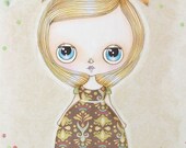 Little Girl Art  Greeting Card Blank