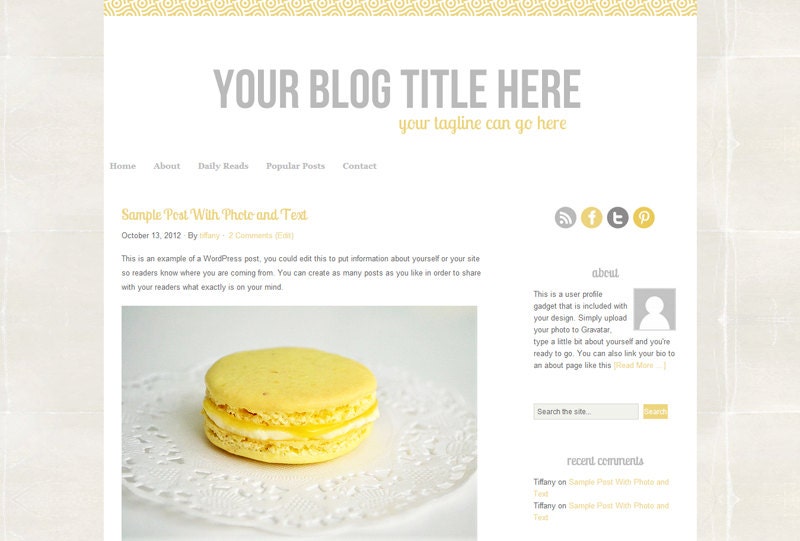 Premade Self Hosted WordPress Theme: Lemon Macaron