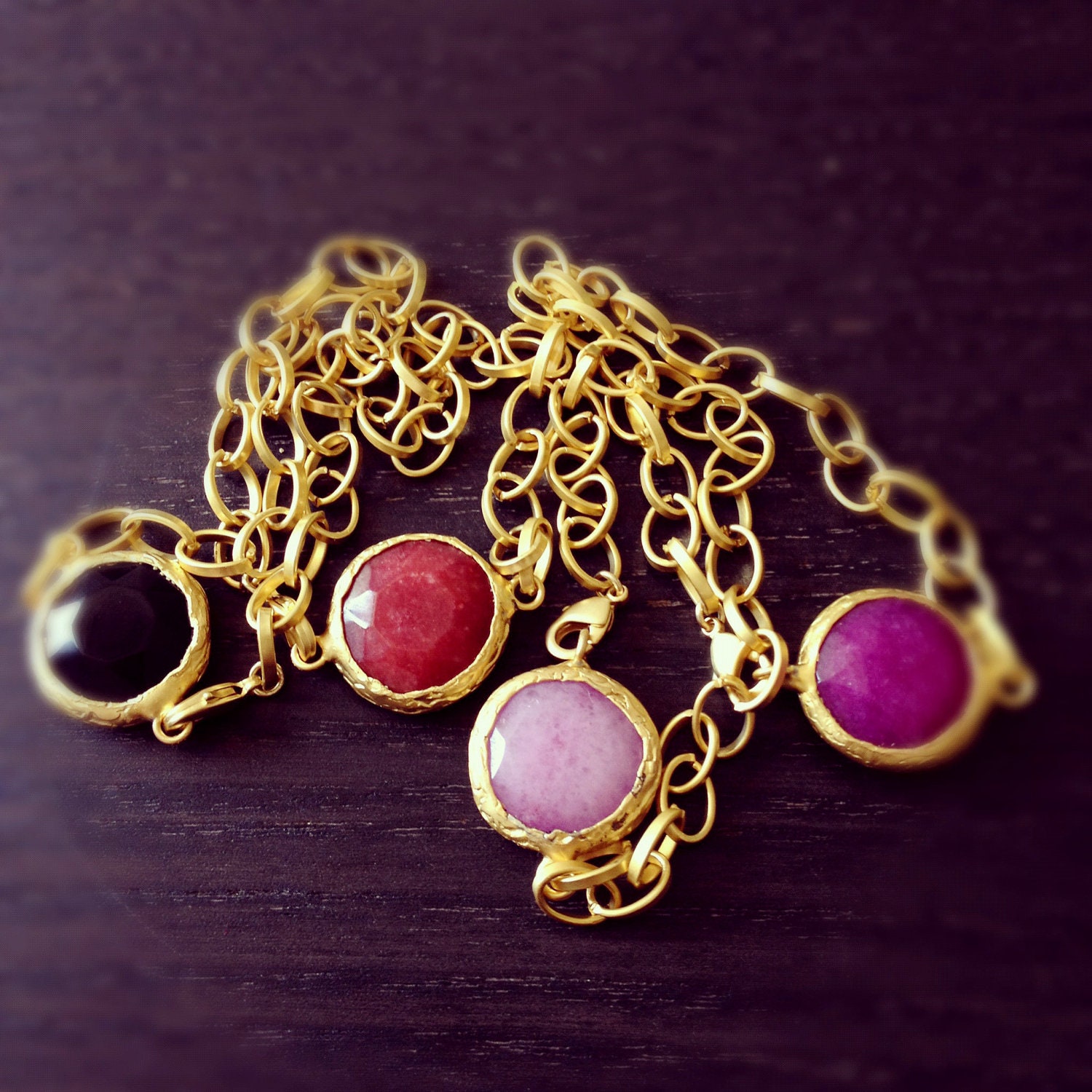 ONE statement bracelet summer fashion  orange peach white jade stone matte textured gold frame gemstone BRACELET israel jewelry