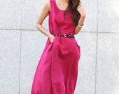 Maxi Dress Unique Sundress in Rose Red Summer Long Dress  - NC368