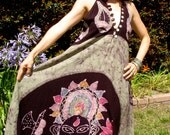 Stunning Eggplant Ganesha One of a Kind Vintage Indian Cotton Handmade Kaftan