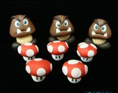 Goombas and Mushrooms From Mario Bros. Cake Toppers
