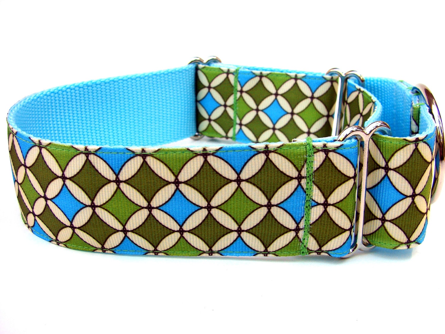 Green and Blue Martingale Collar 1.5" Martingale Dog Collar