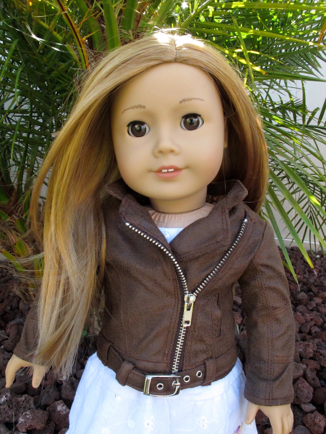 18 inch American Girl Doll Clothing Leather Look Motorcycle Jacket