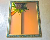 Wall Mirror- large wood hand painted with vinegar paint