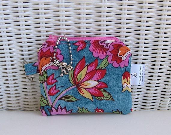 Handmade Coin Purse / Change Purse / Pink & Turquoise