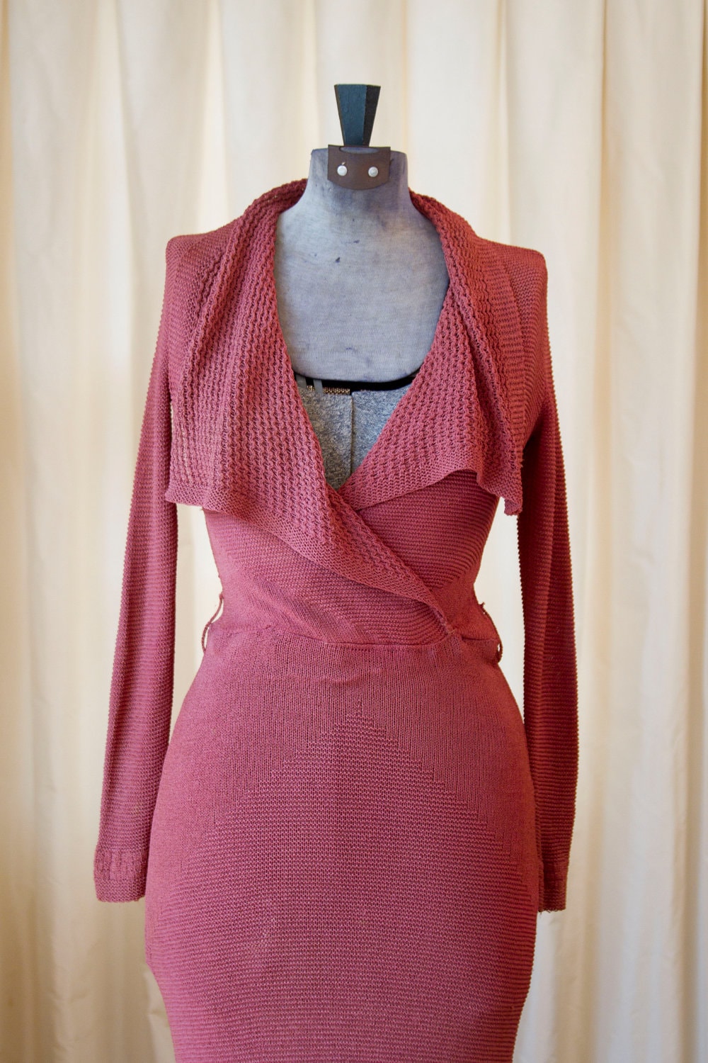 1930's Dress // Rust Red Art Deco Knit Dress by GarbOhVintage