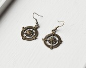 Bronze Compass Earrings- Gift Ideas for him or her- Christmas Shopping- north west east south