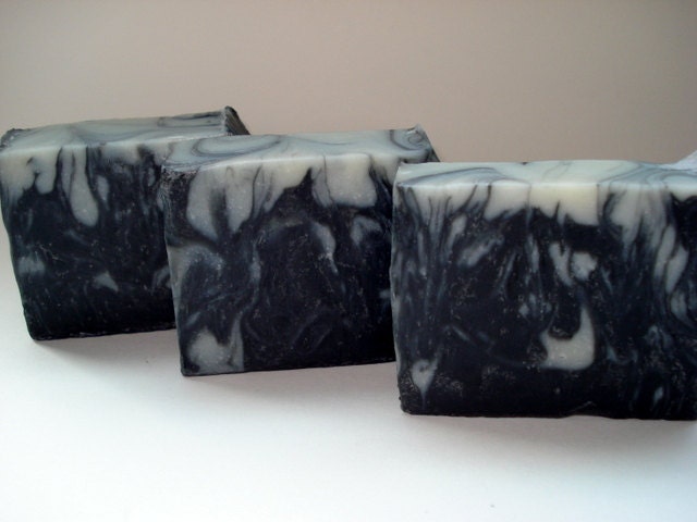 Activated charcoal soap with tea tree and lavender. Cold process soap. Vegan, handmade and all natural soap.