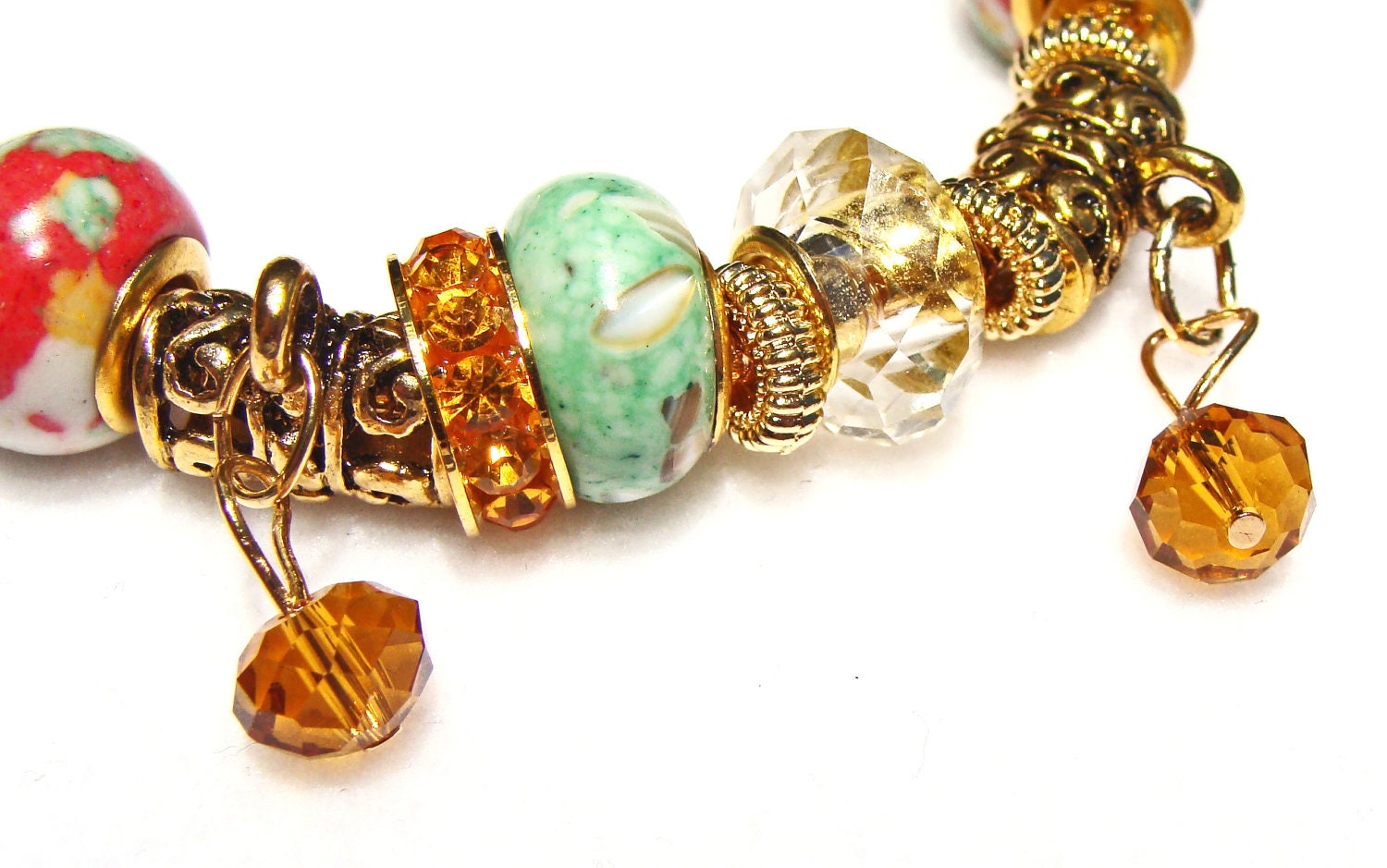 Gold, Topaz and Multi-Color Turquoise Bracelet