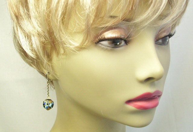 Vintage Blue & Gold Wedding Cake Beads EARRINGS Japan Costume Jewelry on Etsy