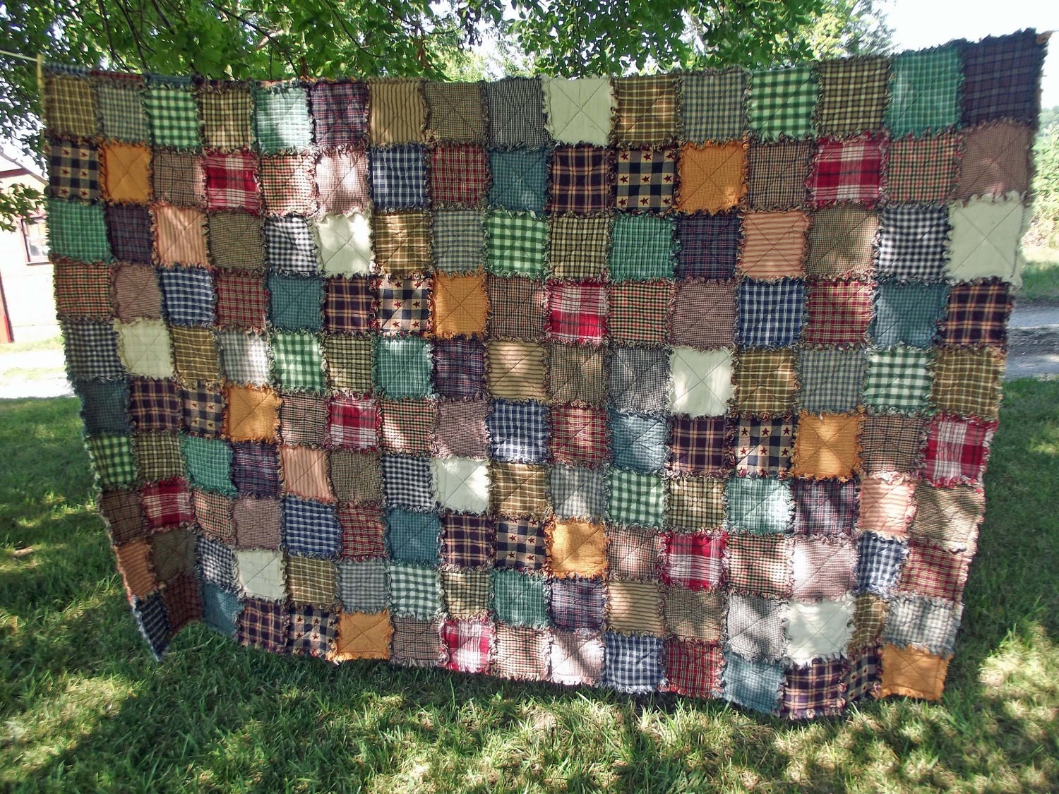 Extra Large Queen Size SCRAPPY RAG QUILT - Ready to Ship with Free Shipping