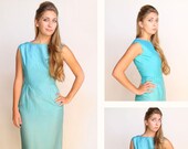 SALE .. Mad Man Fashion 1960s Aqua Vintage Dress Wiggle Dress