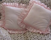 Vtg Candy Pink Square Accent Pillows by Croscill Home Fashions Cotton Polyester Set of 2