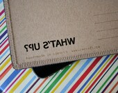 WHAT'S UP Denim Postcard - Handmade Greeting Cards from Salvaged Denim