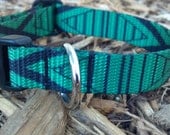 Green Tiki Print Nylon Dog Collar (size medium)