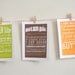 Set of Three 5x7 Kitchen Art Prints of Classic Recipes with Handlettering