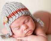 gray  brick baby  boy knitted hat, newborn photography prop, baby shower gift, baby photo prop, infant earflap beanie