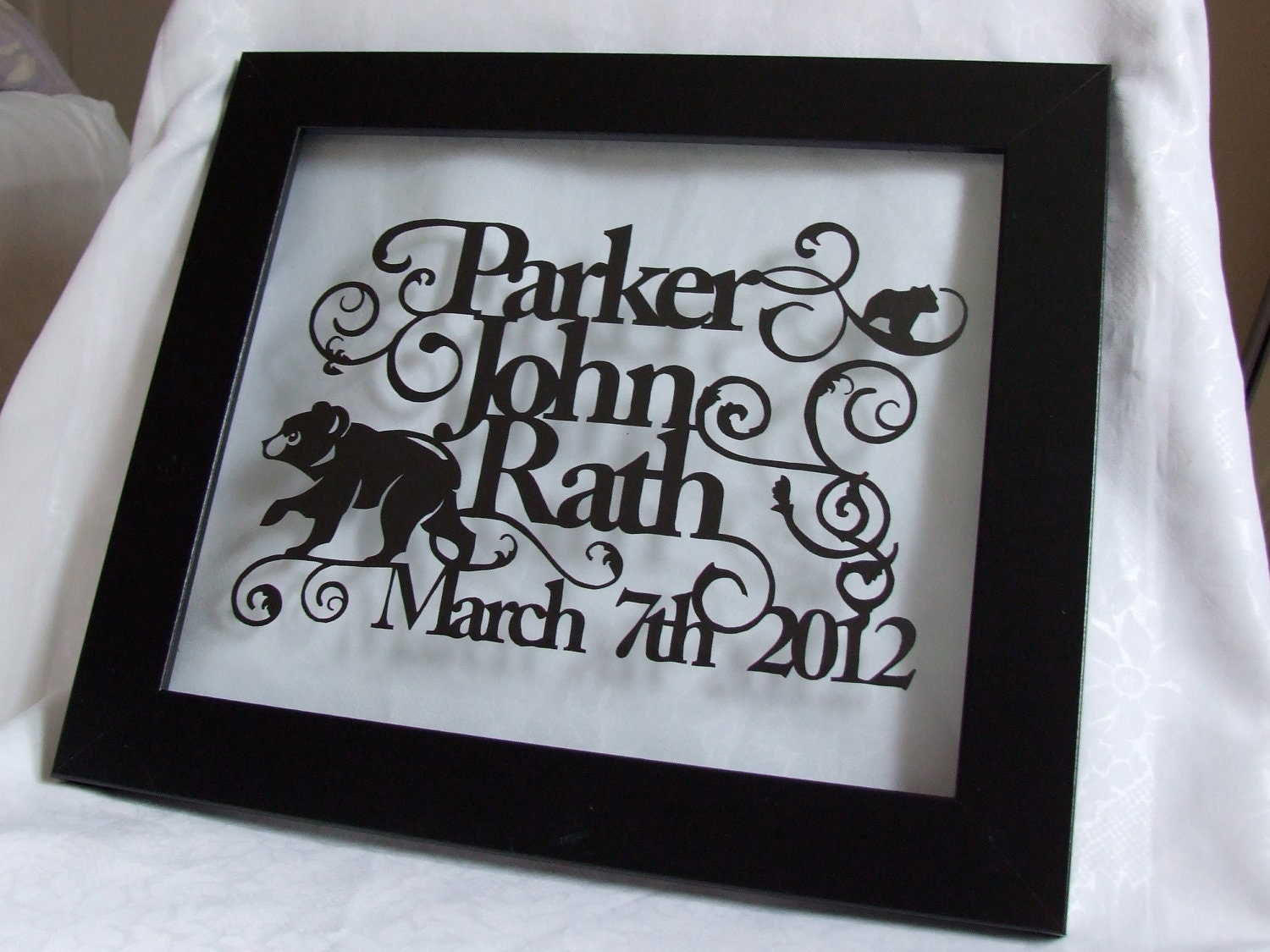 Personalised Newborn Baby Hand Cut Papercut