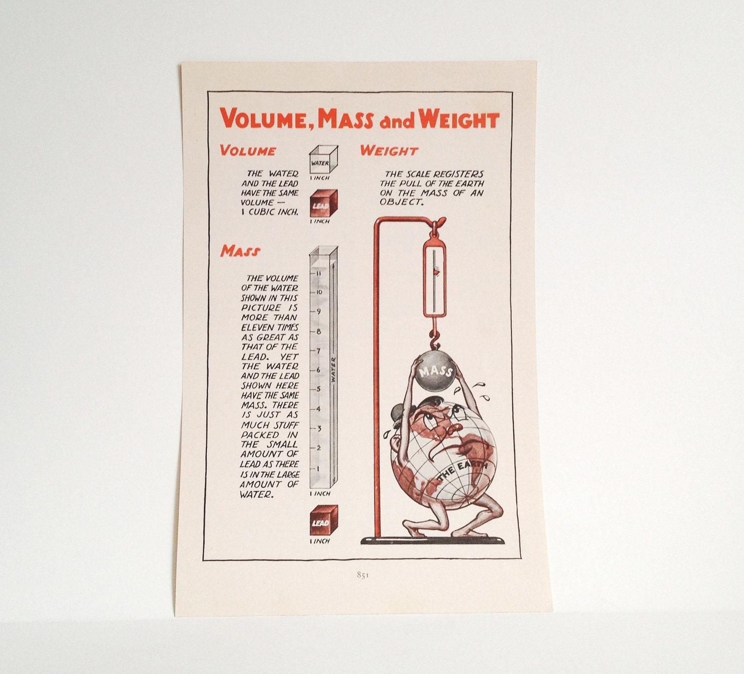 Volume - Mass - Weight - Vintage Art Illustration