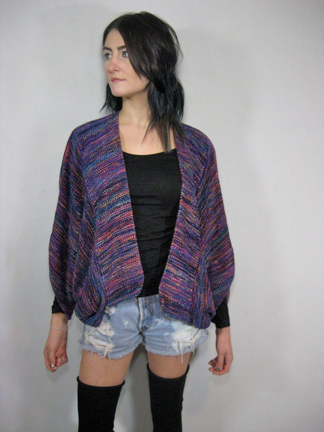 vintage RAINBOW BATWING BUTTERFLY cardigan, unique