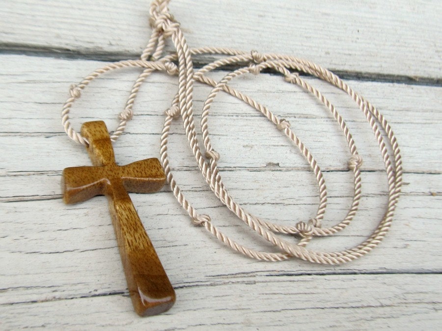 Wooden Cross Pendant - Hand Crafted Oregon Myrtle Wood: Mens Jewelry