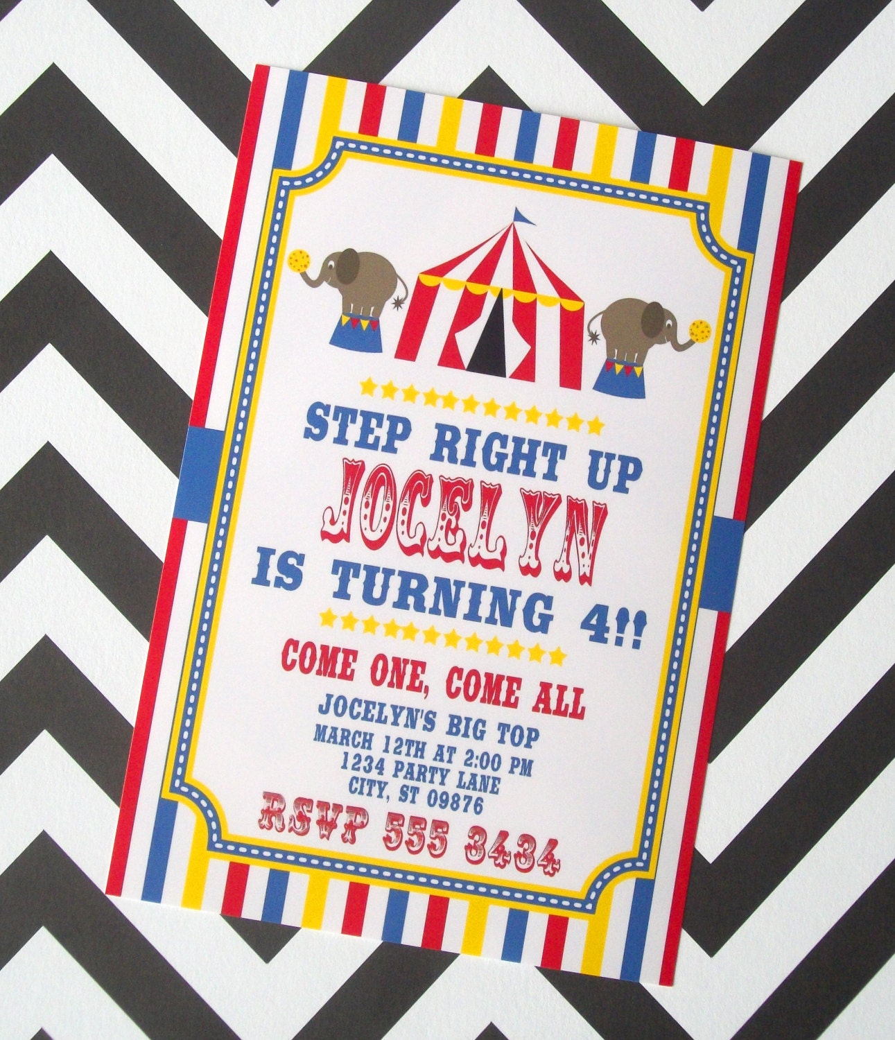 CIRCUS CARNIVAL Party Invitation Printable Il_570xn