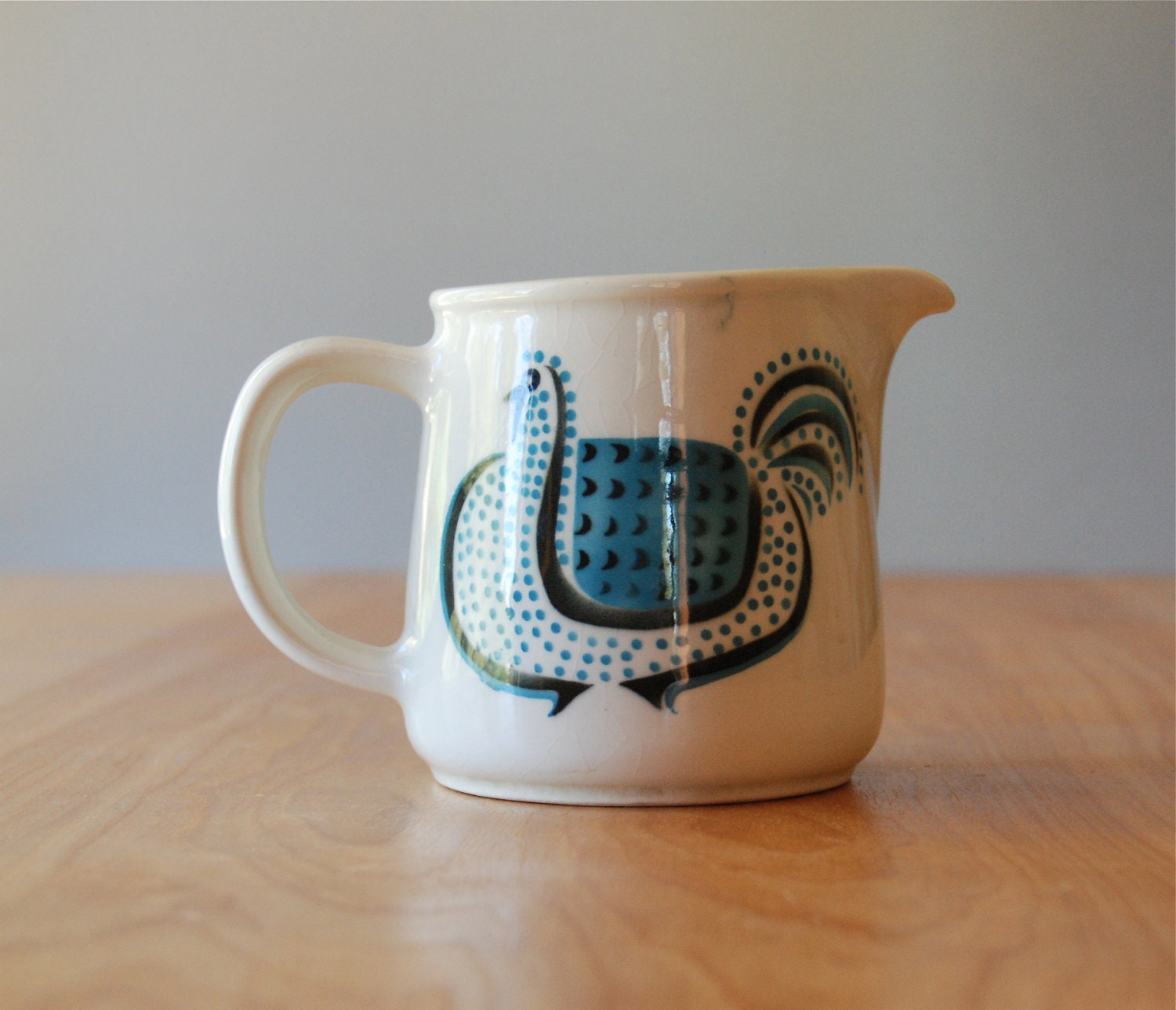 Vintage Arabia of Finland Small Jug or Creamer -  Blue Chicken