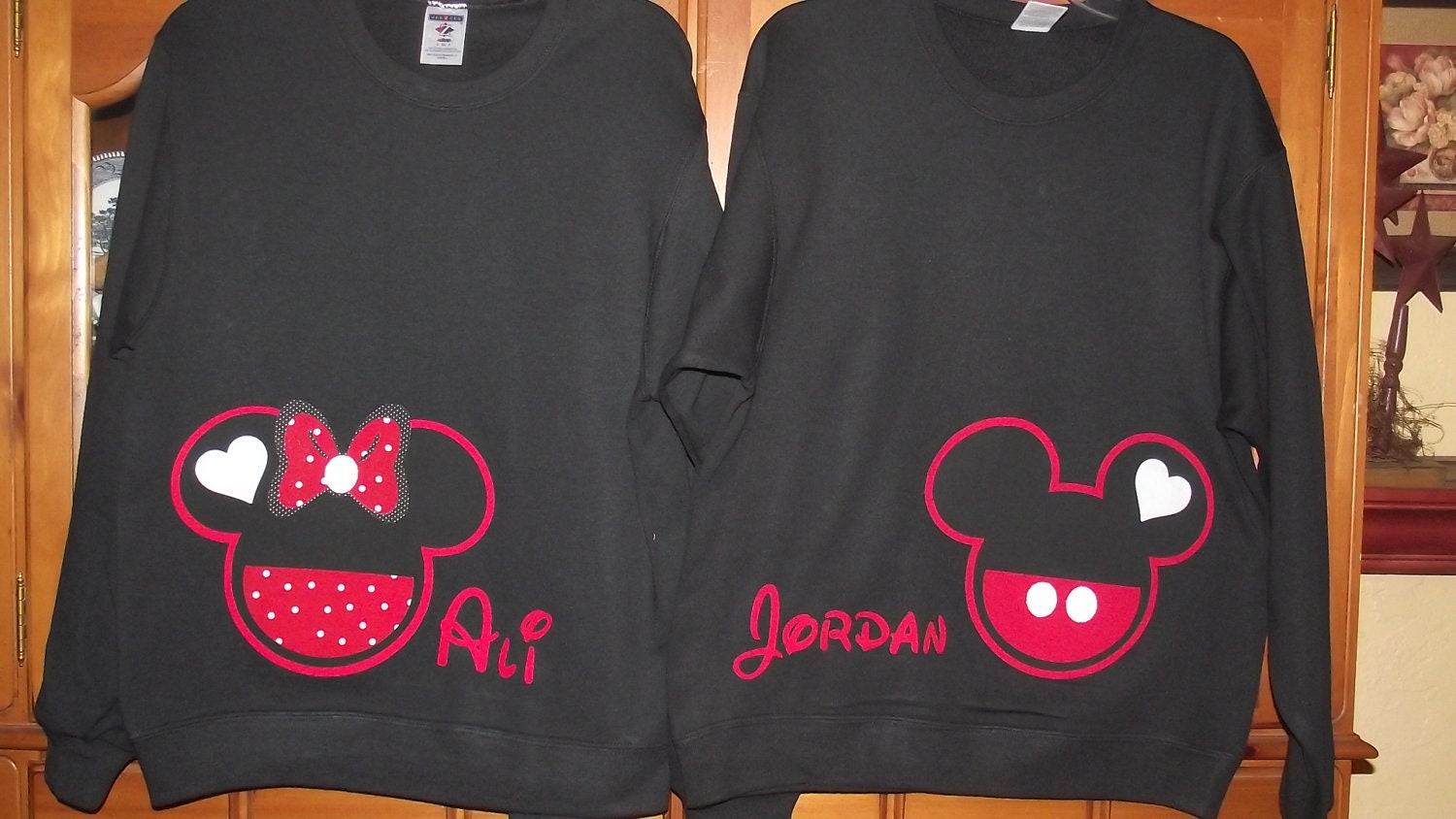 2 Sweatshirts - Mickey Mouse and Minnie Mouse - Disney Custom SweatShirts Personalized Applique