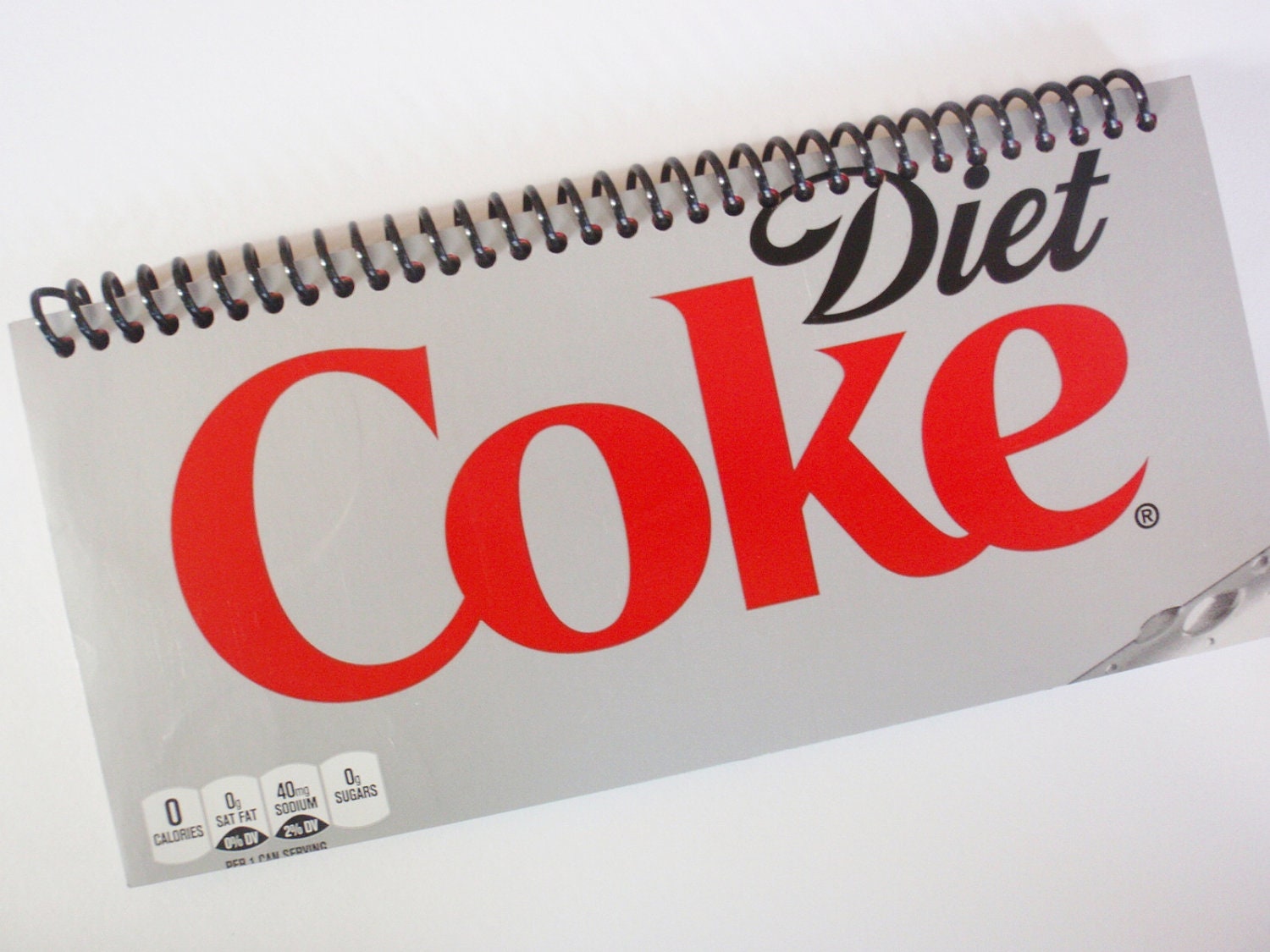 Soda COKE NOTEBOOK JOURNAL Pop Upcycled Spiral Diet Coke Recycled  Earth Friendly drink Red White Silver