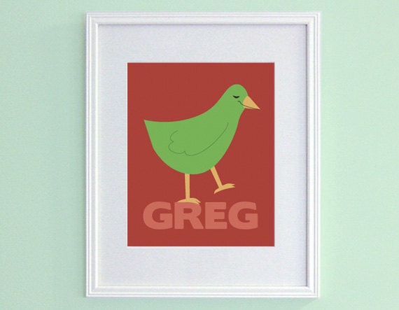 Personalized Child Name Nursery Decor - Bird Art