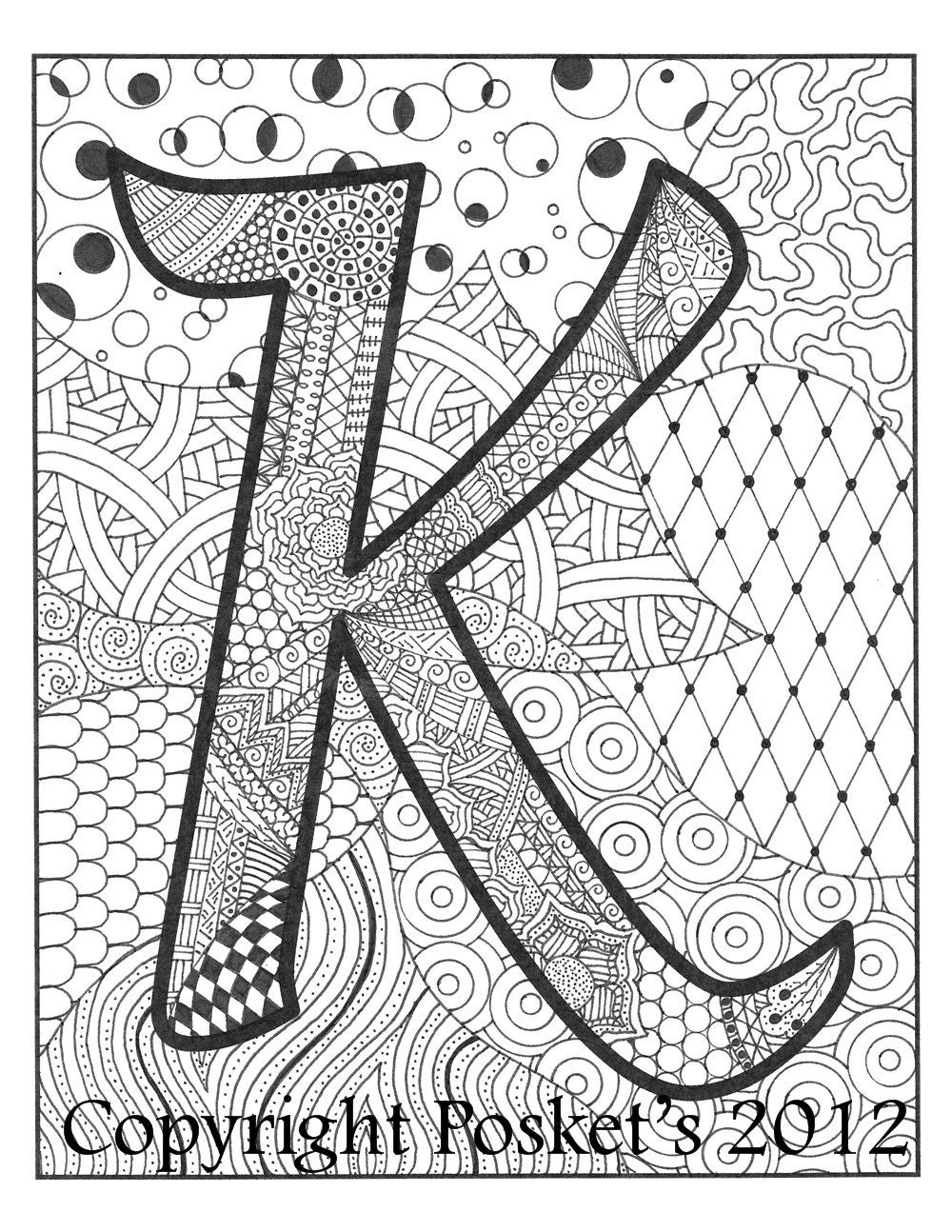 Letter K Monogram / / Art Print / / 8 x 10