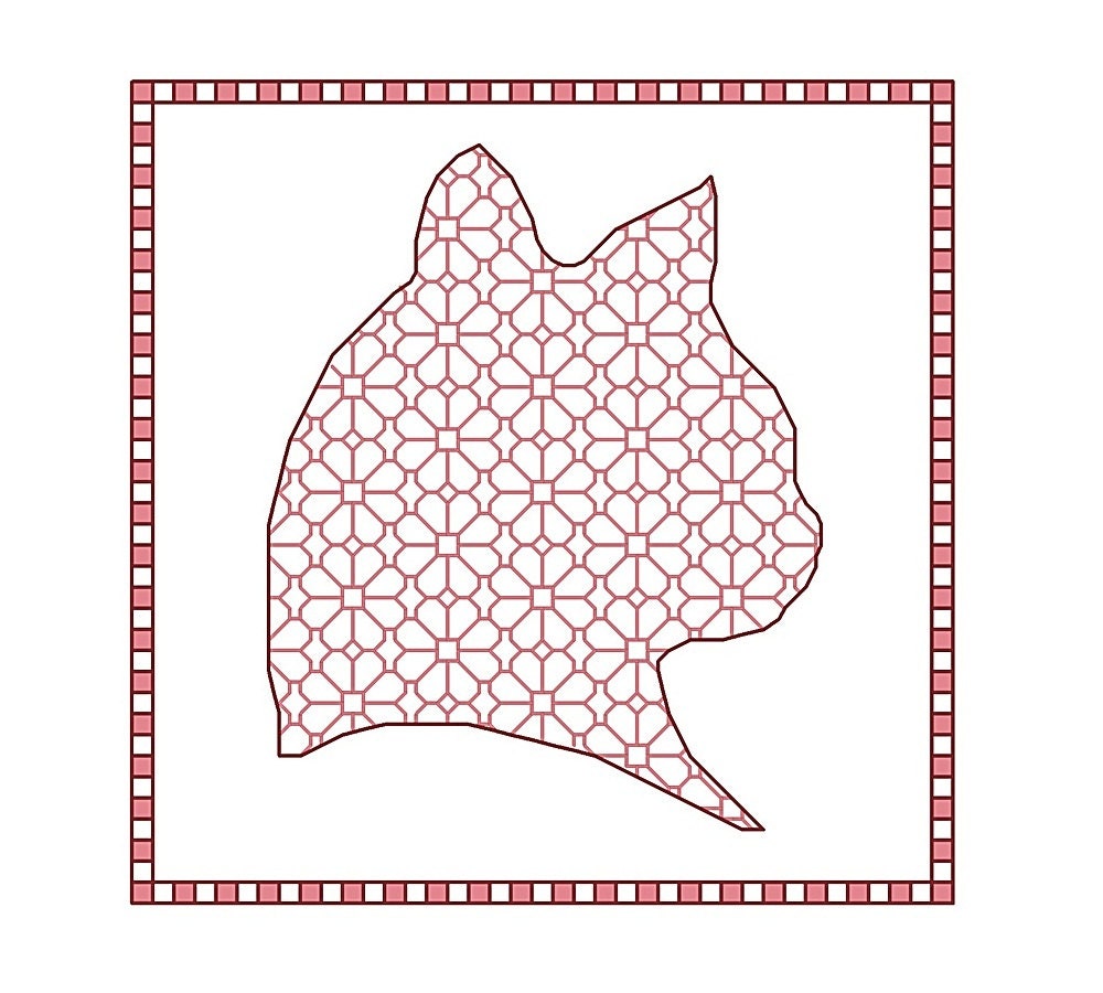 Blackwork Cat, blackwork animals chart PDF pattern cats
