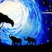 Elephants Under Moonlight, Silhouettes (Original Acrylic on Canvas) - Kim.T 11