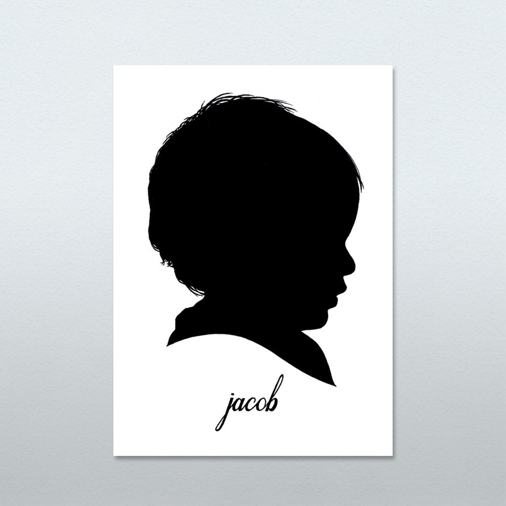 Custom Silhouette 5x7  hand painted & personalized from your photo ORIGINAL ART