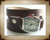 Leather Watch Wrap Bracelet - Made to Order - Distressed Walnut Brown - Leave Me Your Wrist Measurement