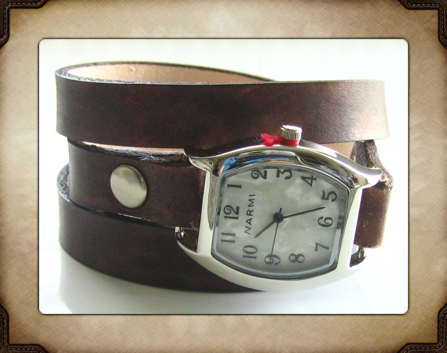 Leather Watch Wrap Bracelet - Made to Order - Distressed Walnut Brown - Leave Me Your Wrist Measurement