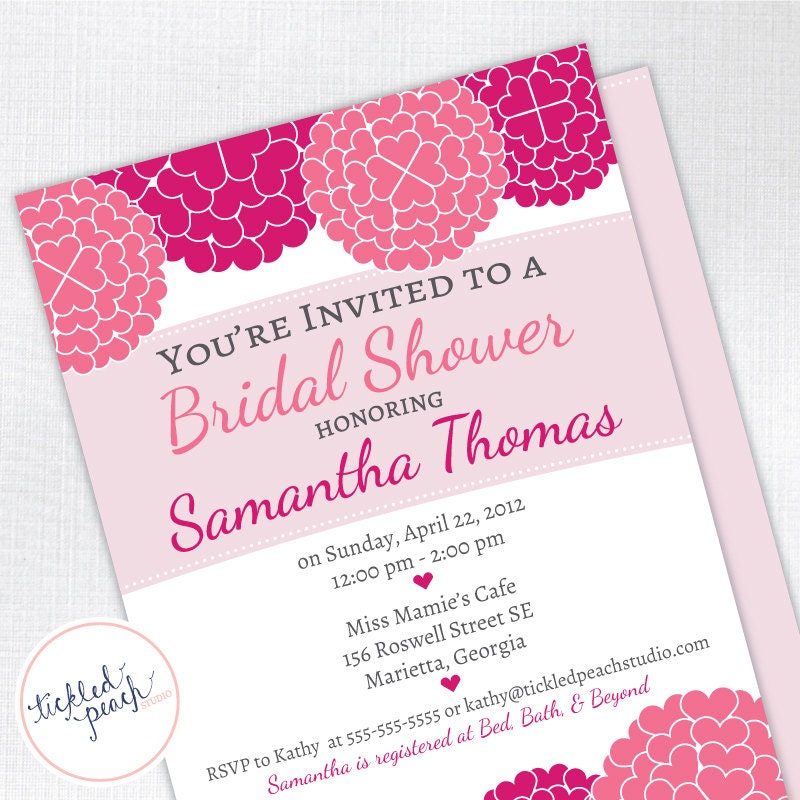 Floral Hearts Bridal Shower Invitation - Custom Bridal Shower Invite Il_170x135