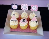 Nautical Monogram Cupcake Toppers