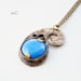 Blue Jade Brass Paisley Teardrop Handcrafted Eco Friendly Oxidized Metalwork Artisan Bohemian Pendant Gift for Her.Free Shipping