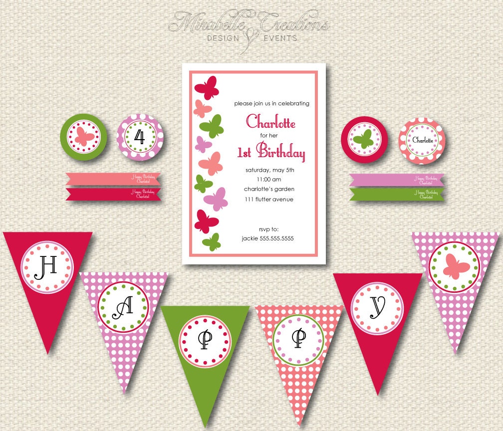 PRINTABLE PARTY COLLECTION - Butterfly Party Collection -- Mirabelle Creations Il_570xn