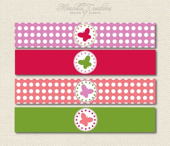 Printable Water Bottle Labels / Napkin Rings -- Butterfly Collection -- Mirabelle Creations Il_570xn