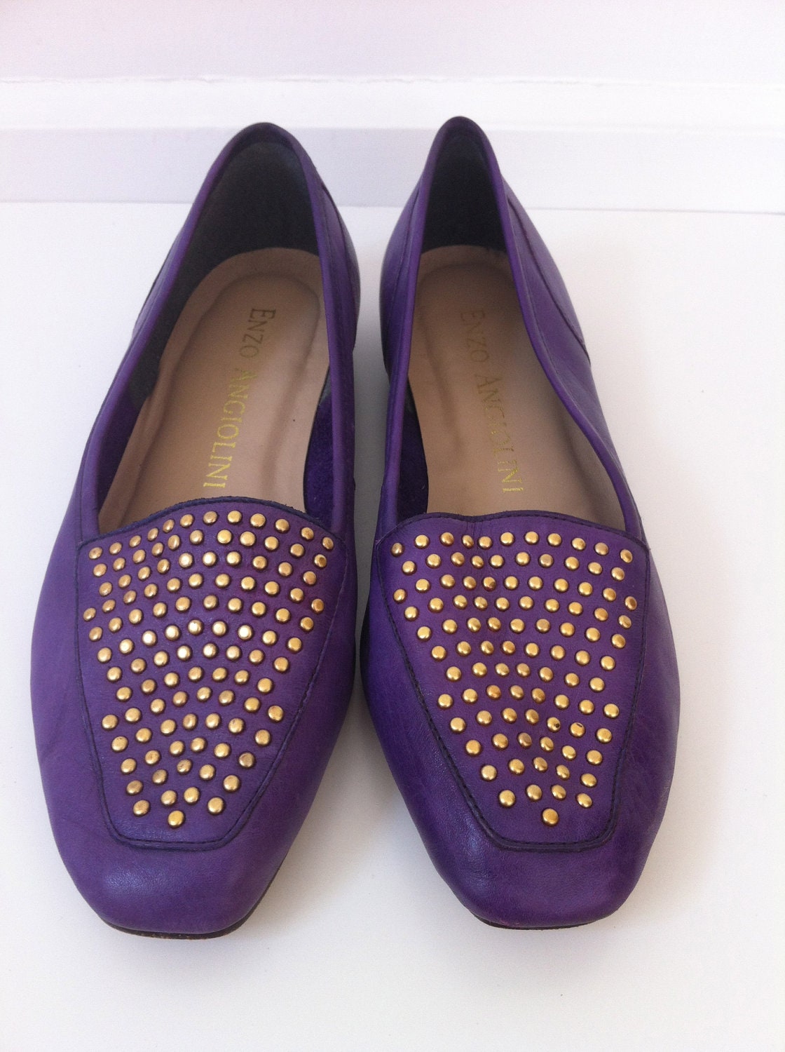 Purple Studded Loafer Smoking Slippers