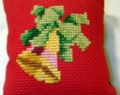 Bell on Red Cross Stitch Christmas Ornament