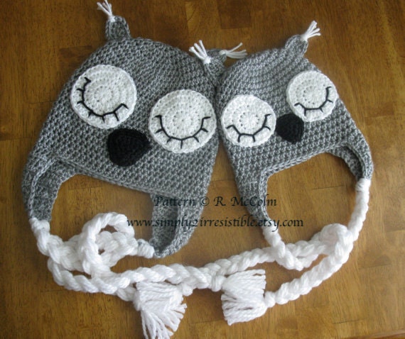 Sleepy Owl Hat Pattern - Crochet Pattern 25 - us and uk Terms Available - Newborn to Adult Sizes Included - INSTANT DOWNLOAD