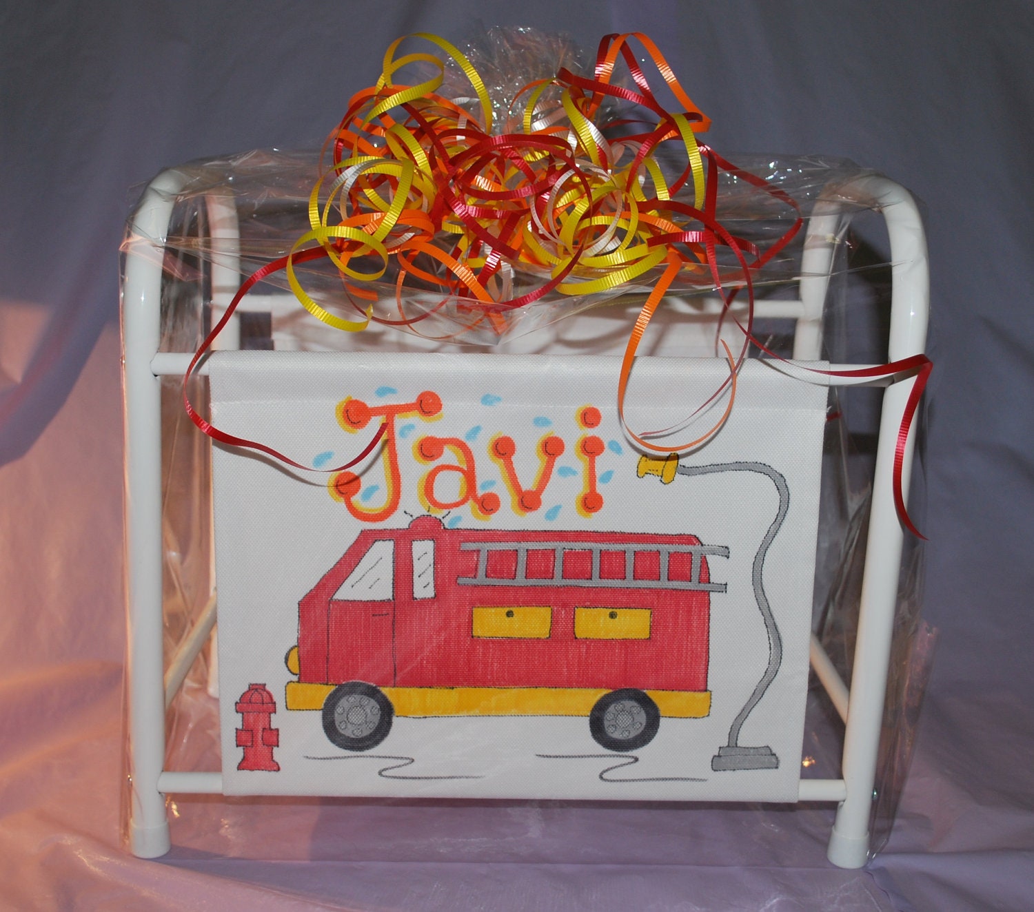 Children's Personalized & Handpainted Magazine Book Rack - Fire Truck